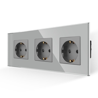 Priza Tripla cu Rama din Sticla LUXION, gri