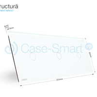 Panou intrerupator simplu+simplu+simplu cu touch Livolo din sticla, alb