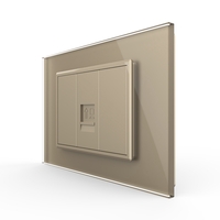 Priza internet Livolo cu rama din sticla - standard italian, auriu