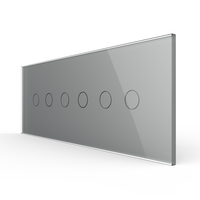 Intrerupator Dublu + Dublu + Dublu cu Touch LIVOLO cu Rama Din Sticla, Standard Italian, 6M, gri