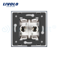 Priza dubla TV Livolo cu rama din sticla, alb