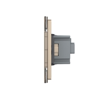 Priza dubla Livolo cu rama din sticla 4M, standard Italian, Serie noua, auriu