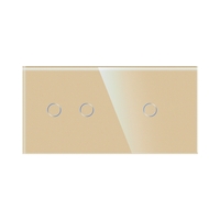Panou Intrerupator Dublu + Simplu cu Touch Din Sticla LUXION, auriu