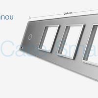 Rama intrerupator cu touch simplu+priza tripla LIVOLO din sticla, gri