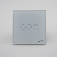 Intrerupator Triplu cu Touch din Sticla LUXION, alb