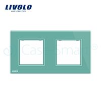 Rama priza dubla Livolo din sticla, verde