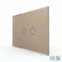 Intrerupator Dublu Cap Scara / Cruce Wireless cu Touch LIVOLO din Sticla – Standard Italian, auriu