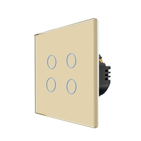 Intrerupator Cvadruplu cu Touch din Sticla LUXION, 500W, auriu