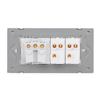 Intrerupator Dublu Cap Scara + Priza cu Rama din Sticla LUXION, Standard Italian, 4M, auriu