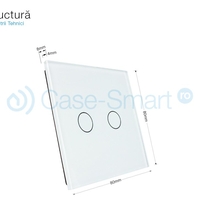 Panou intrerupator dublu cu touch Livolo din sticla, alb