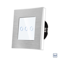 Intrerupator Triplu cu Touch din Sticla si Rama de Aluminiu LUXION, RF433, alb