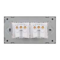 Priza Dubla cu Rama din Sticla LUXION, Standard Italian, 4M, gri