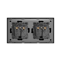 Priza Dubla LUXION cu rama din aluminiu, negru