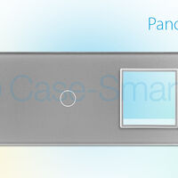 Panou 2 intrerupatoare simple cu touch si priza Livolo din sticla, gri