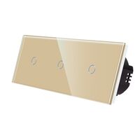 Intrerupator Simplu + Simplu + Simplu cu Touch din Sticla LUXION, auriu