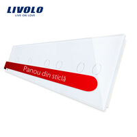 Panou intrerupator simplu+simplu+dublu+dublu cu touch LIVOLO din sticla, alb