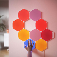 Kit 9 Panouri luminoase Nanoleaf Shapes Hexagons, 16 Milioane culori, Tehnologie LED RGBW, Cablu 2.5 m