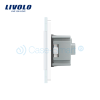 Intrerupator dublu cap scara / cap cruce + priza simpla Livolo rama din sticla, alb