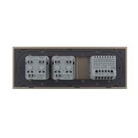 Intrerupator Dublu + 2 Prize LIVOLO cu Rama Din Sticla, Standard Italian, 6M, auriu