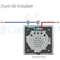 Intrerupator dublu + simplu cu touch Livolo din sticla, negru