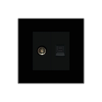 Priza TV + Internet cu Rama din Sticla LUXION, negru