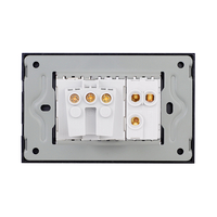 Intrerupator Simplu Cap Scara + Priza cu Rama din Sticla LUXION, Standard Italian, 3M, negru