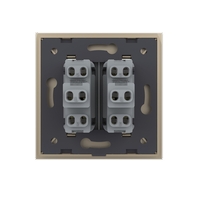 Intrerupator Dublu Mecanic Cap Scara LIVOLO cu Rama din Sticla - Serie Noua, auriu