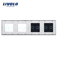 Panou 2 intrerupatoare duble cu touch si 2 prize LIVOLO din sticla, alb