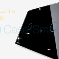 Panou intrerupator simplu+simplu cu touch Livolo din sticla, negru