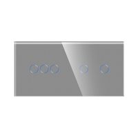 Panou Intrerupator Triplu + Dublu cu Touch Din Sticla LUXION, gri