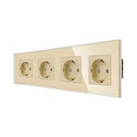 Priza Cvadrupla LUXION cu rama din sticla, auriu
