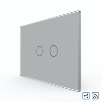 Intrerupator Dublu Cap Scara / Cruce Wireless cu Touch LIVOLO din Sticla – Standard Italian, gri