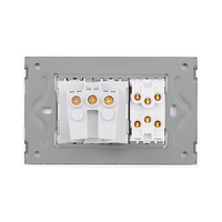 Intrerupator Dublu Cap Scara + Priza cu Rama din Sticla LUXION, Standard Italian, 3M, alb