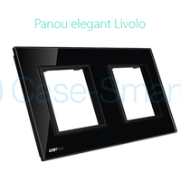 Rama priza dubla Livolo din sticla, negru