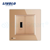 Priza USB Livolo cu rama din sticla, auriu