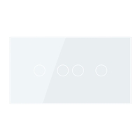 Panou Intrerupator Dublu + Dublu cu Touch LIVOLO din Sticla, Standard Italian - 4M, alb