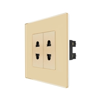 Priza Dubla cu Module Inguste cu Rama din Sticla LUXION, auriu