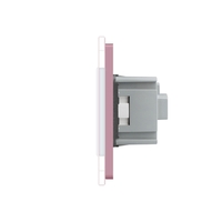 Priza dubla Livolo cu rama din sticla, roz