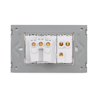 Intrerupator Simplu Cap Scara + Priza cu Rama din Sticla LUXION, Standard Italian, 3M, auriu