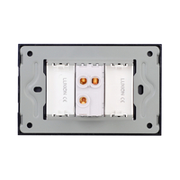 Intrerupator Simplu Cruce Mecanic 1M si 2 Taste False LUXION cu Rama din Sticla, Standard Italian, 3M, negru