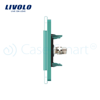 Priza dubla TV Livolo cu rama din sticla, verde