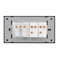 Intrerupator Dublu Cap Scara + Priza cu Rama din Sticla LUXION, Standard Italian, 4M, negru