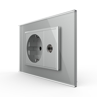 Priza simpla din rama de sticla Schuko cu TV Livolo, gri