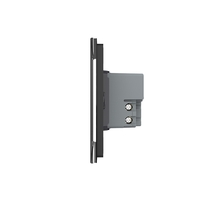 Intrerupator cvadruplu cap scara / cruce cu touch Livolo din sticla, standard Italian - Serie noua, negru