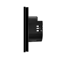 Intrerupator Dublu cu Variator si Touch din Sticla si Rama de Aluminiu LUXION, negru