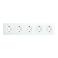 Priza Cvintupla LUXION cu rama din sticla, alb