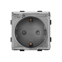 Modul Priza Simpla cu Capac Fara Rama Din Sticla LUXION, gri