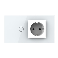 Intrerupator Simplu + Priza LIVOLO cu Rama Din Sticla, Standard Italian, 4M, alb