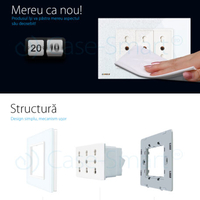 Priza tripla italiana Livolo cu rama din sticla - standard italian, alb