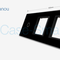 Panou intrerupator simplu cu touch si 2 prize Livolo din sticla, negru